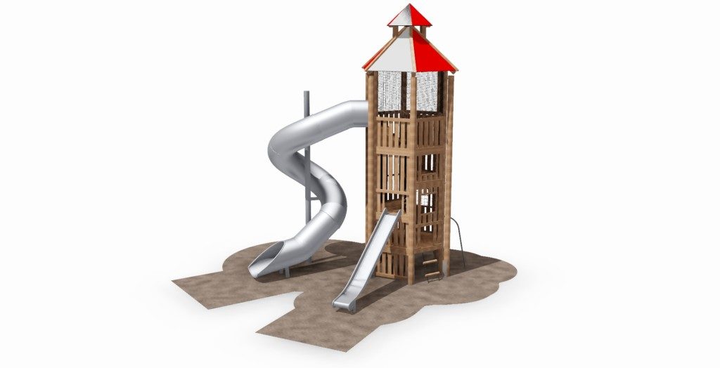 midori_la grande tour en bois toboggan tube