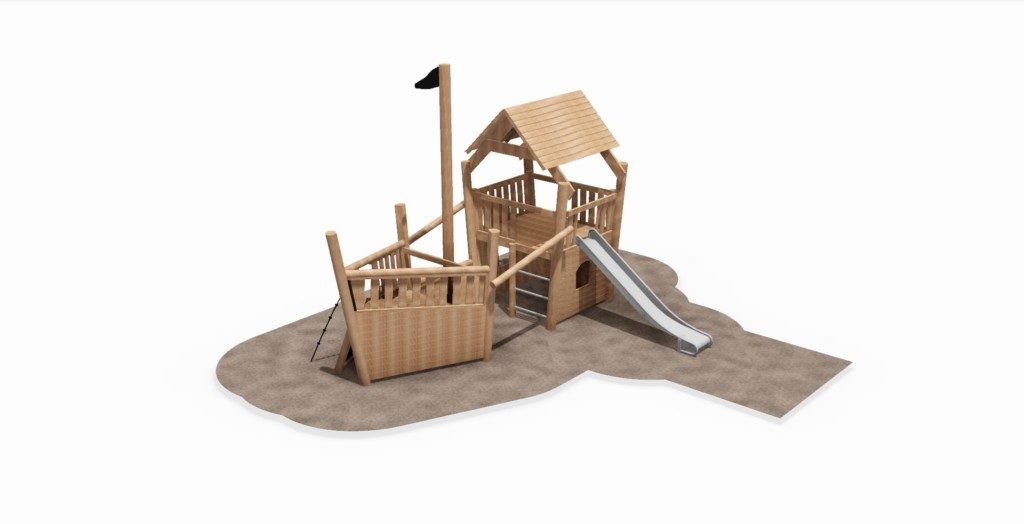 midori_50943 bateau bois avec toboggan