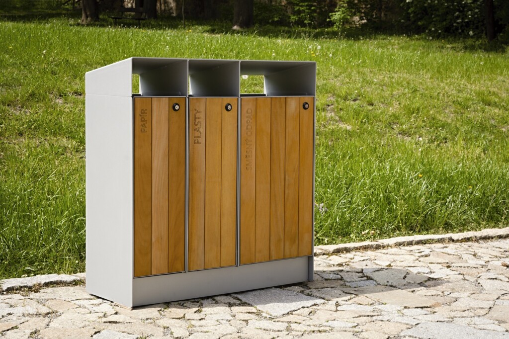 RAILA Corbeille de tri bois 2x30Lx50L