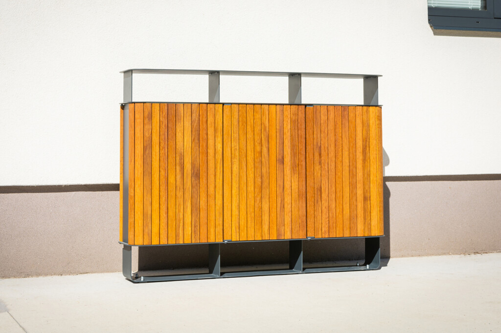 STADIUM Corbeille tri en bois 3x60L
