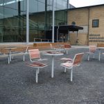 Parco armchairs, taburetts and tables. Jatoba, Gris 150 sablé