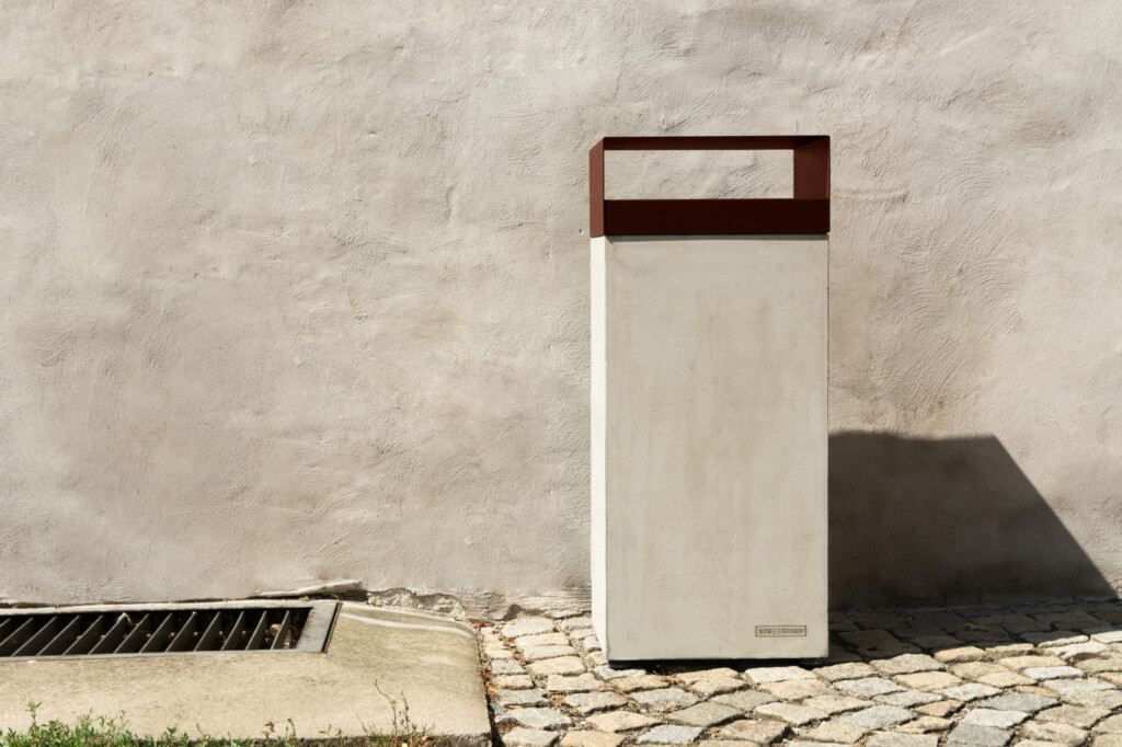 CASLA Corbeille béton couvercle 75L